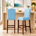 Banqueta Beckridge con Respaldo Tapizado Capitone Blue Aloe Pack 2 - Stylewell