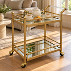 Carro Bar Dorado con 2 Bandejas de Espejo y Ruedas - Home Decorators Collection®
