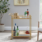 Carro Bar Dorado con 2 Bandejas de Espejo y Ruedas - Home Decorators Collection®