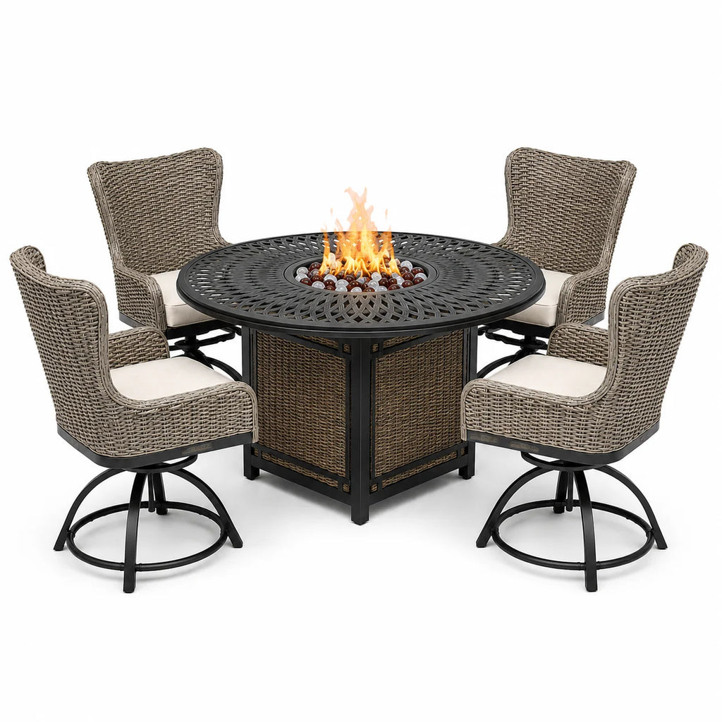 Set de Terraza para Exterior Hazelhurst de 5 Piezas con Mesa Fogón a Gas - Home Decorators Collection