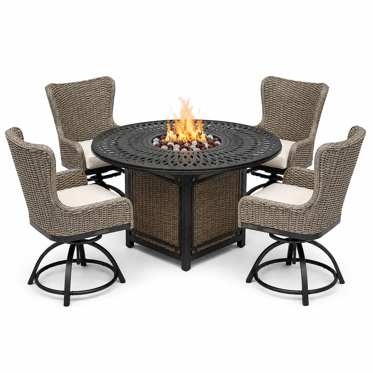 Set de Terraza para Exterior Hazelhurst de 5 Piezas con Mesa Fogón a Gas - Home Decorators Collection