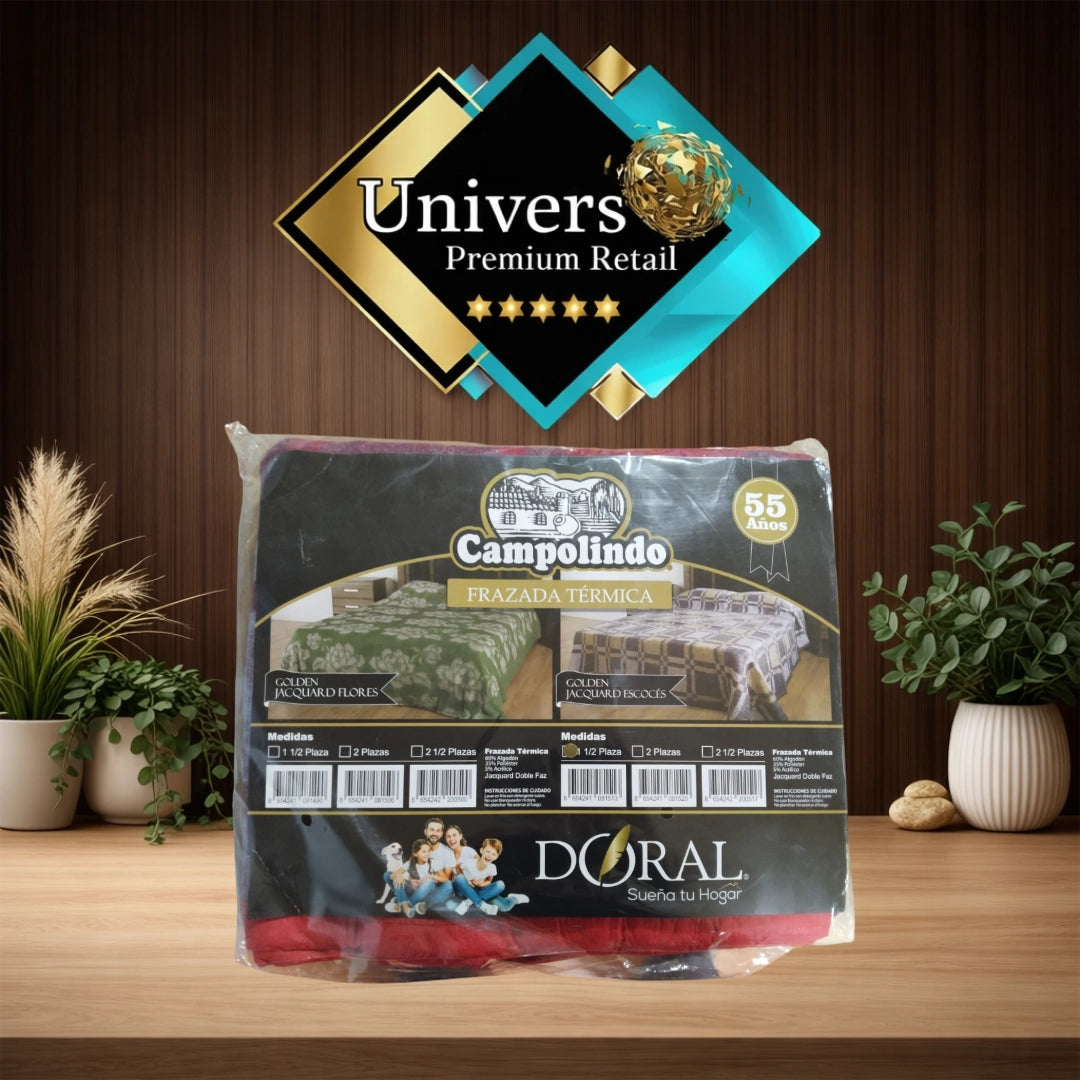 Frazada Térmica Campolindo Doral 1.5 Plaza Jacquard Doble Faz Rojo