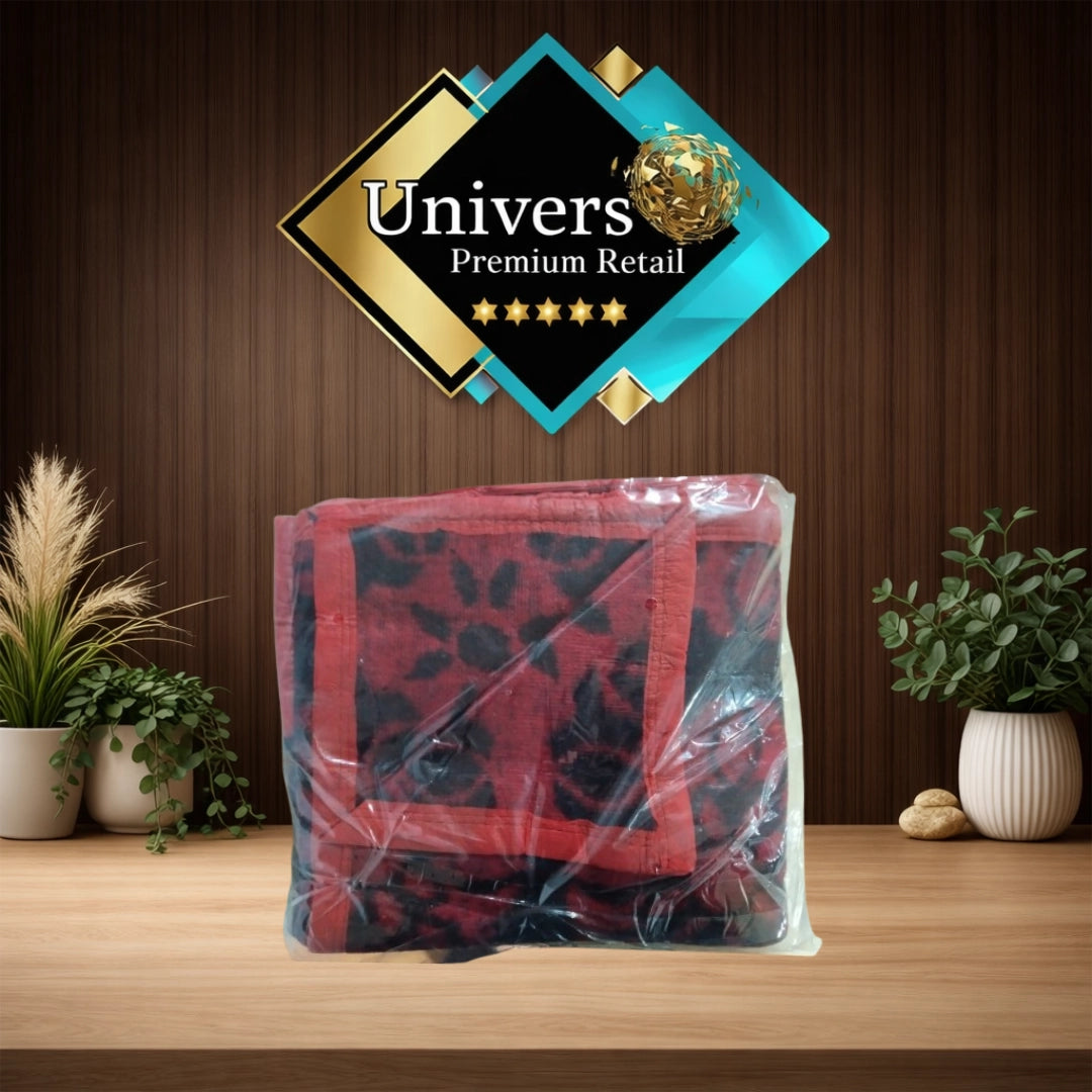Frazada Térmica Campolindo Doral 2.5 Plazas Jacquard Doble Faz Rojo con Negro Floral
