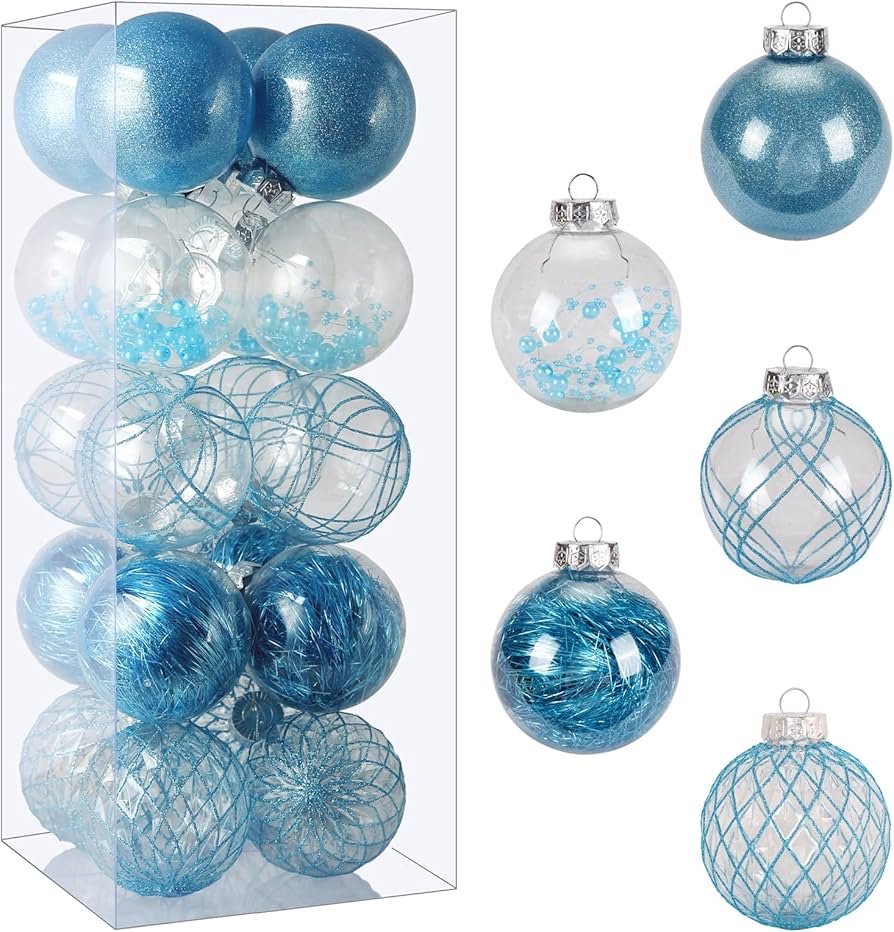 Set 16 Pcs Esferas Navideñas 9cm Azules, Adornos navideños