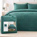 Quilt 2 Plazas Reversible Verde Petróleo Trama Collection - Martiné