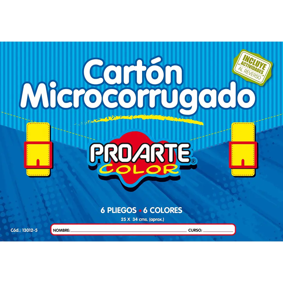 Pack x10 Cartón Microcorrugado Proarte – 6 Hojas + 6 Colores