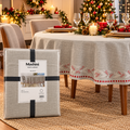 Mantel Navideño Redondo 180 cm Gris con Detalles Rojos 6 Personas - Mashini