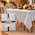 Mantel Navideño Rectangular 150 × 210 cm Blanco con Plateado 6 Personas - Mashini