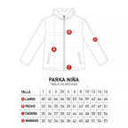 Parka niña Paw Patrol rosado medidas