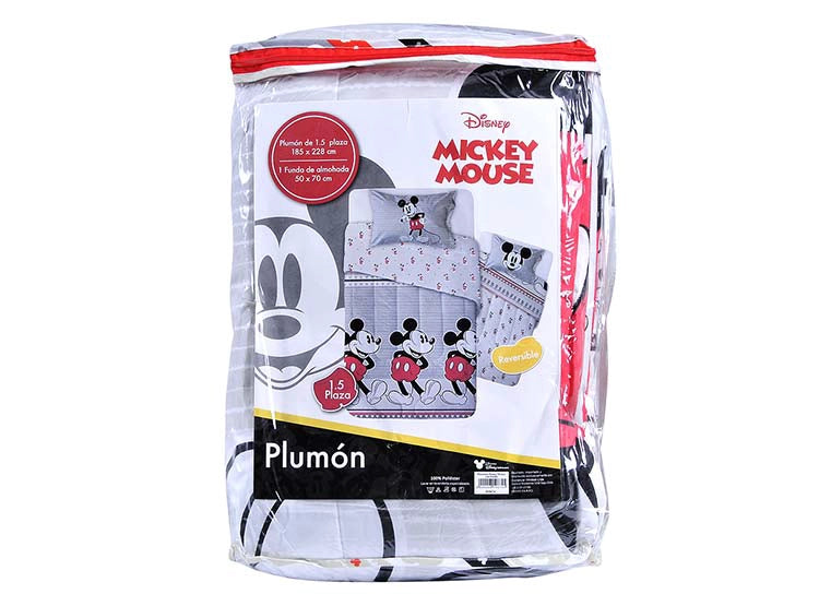 PLUMÓN DISNEY MICKEY ORIGINAL 1.5 PLAZAS GRIS CLARO