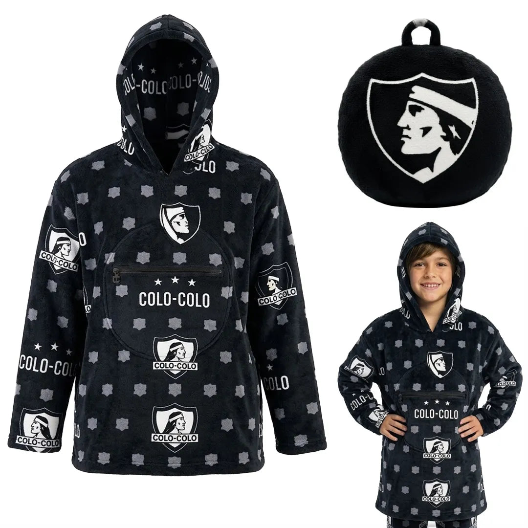 Poncho Polerón Cojín Infantil Talla Única - Colo Colo