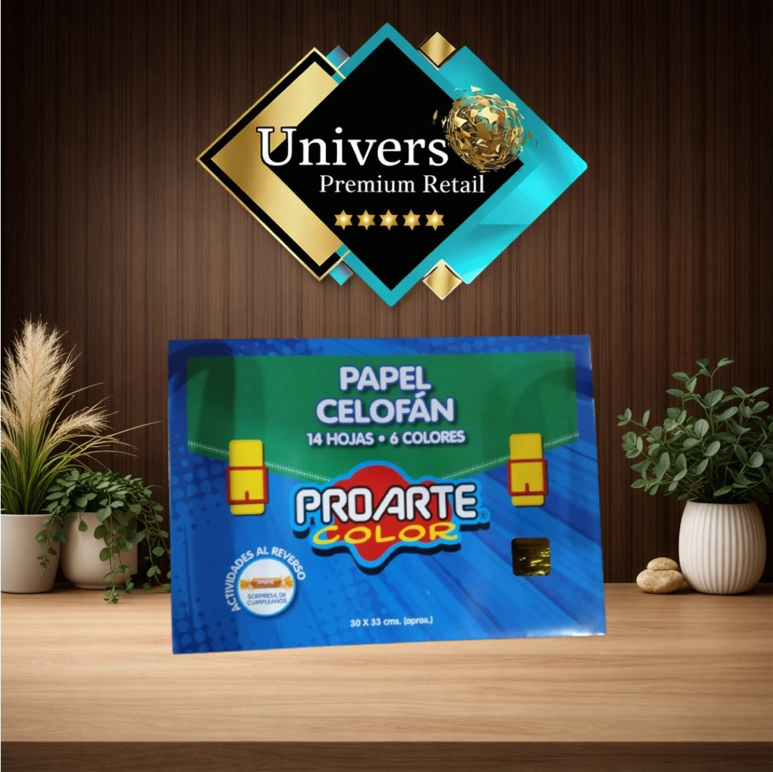 Pack x10 Papel Celofán Proarte Color – 14 Hojas + 6 Colores (30 x 33 cm)
