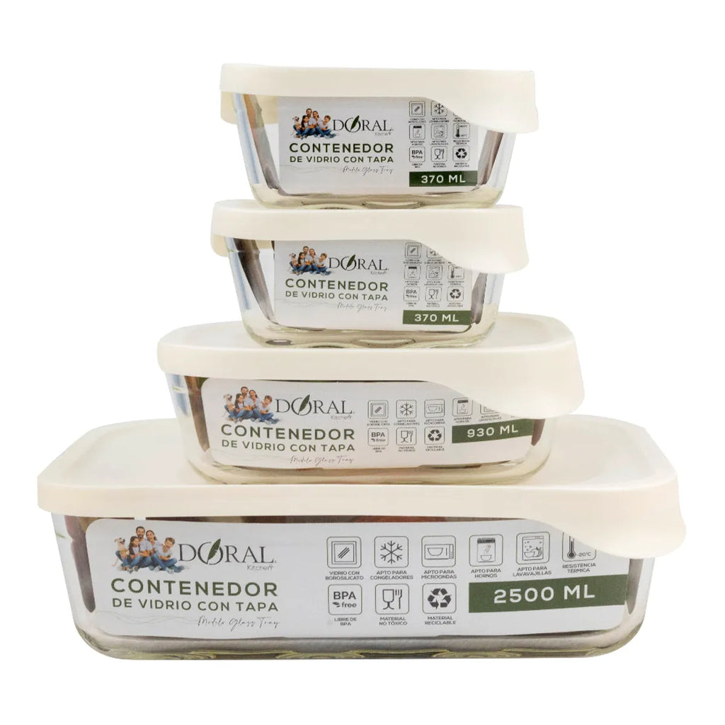SET CONTENEDORES DE VIDRIO CON TAPA - DORAL®