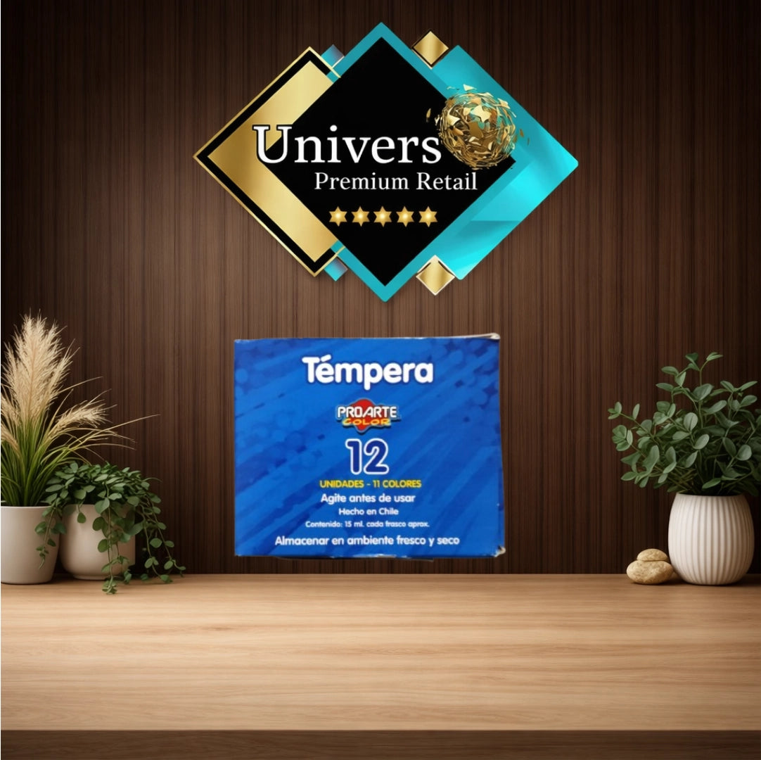 Témpera Proarte Color 12 Colores – Incluye Blanco Doble (Set Escolar)