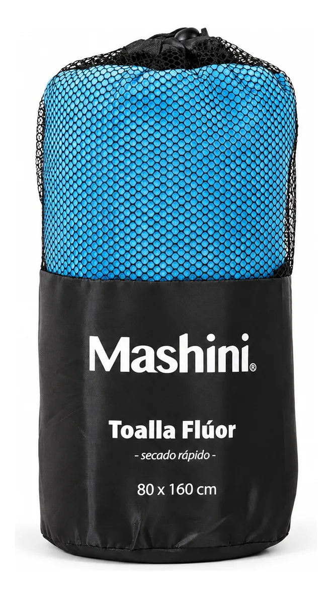 Toalla Deportiva Mashini 80x160 Secado Rapido Azul Fluor