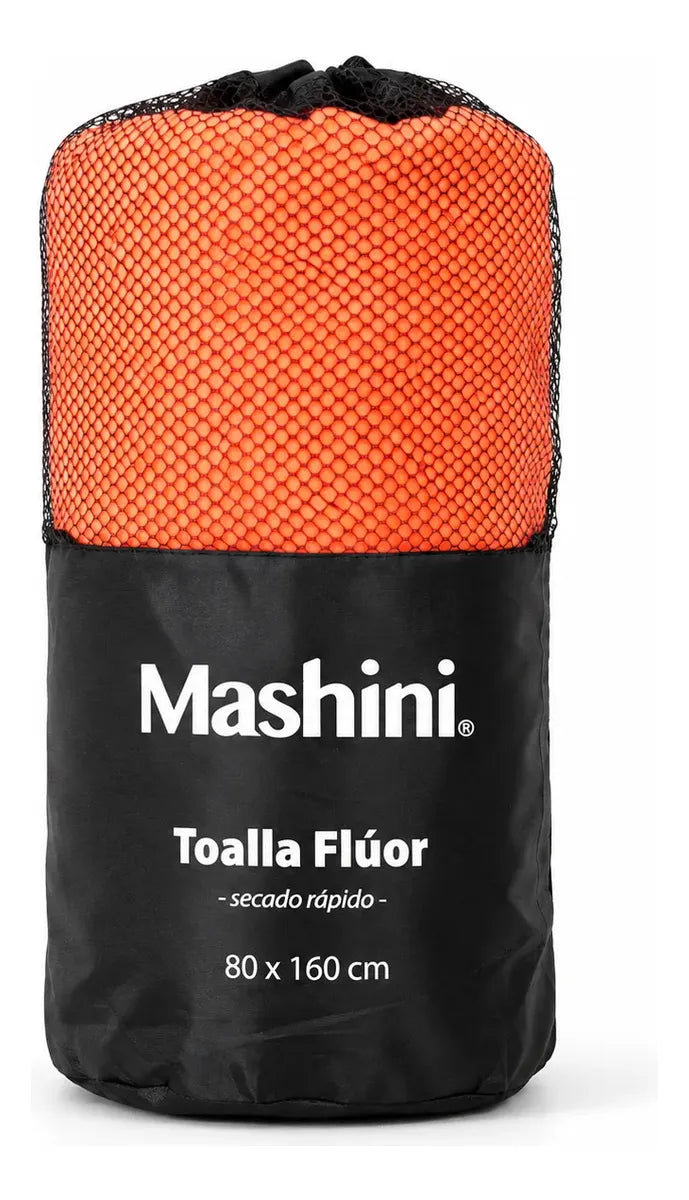 Toalla Deportiva Mashini 80x160 Secado Rapido Naranjo Fluor