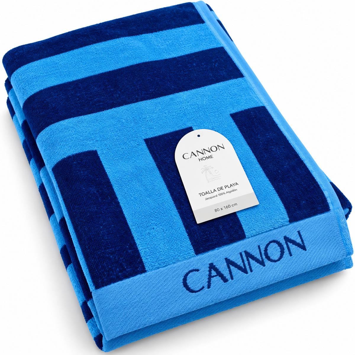 Toalla de Playa Cannon Jacquard 100% Algodón 80x160 cm – Azul Geométrico