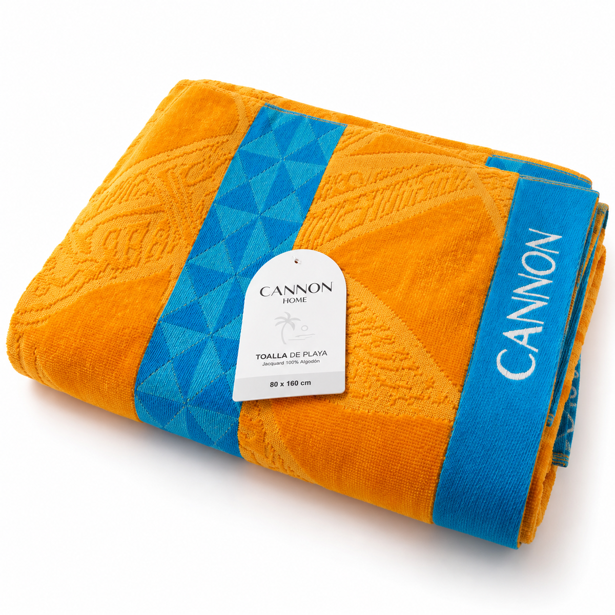 Toalla de Playa Cannon Jacquard 100% Algodón 80x160 cm – Naranja/Turquesa