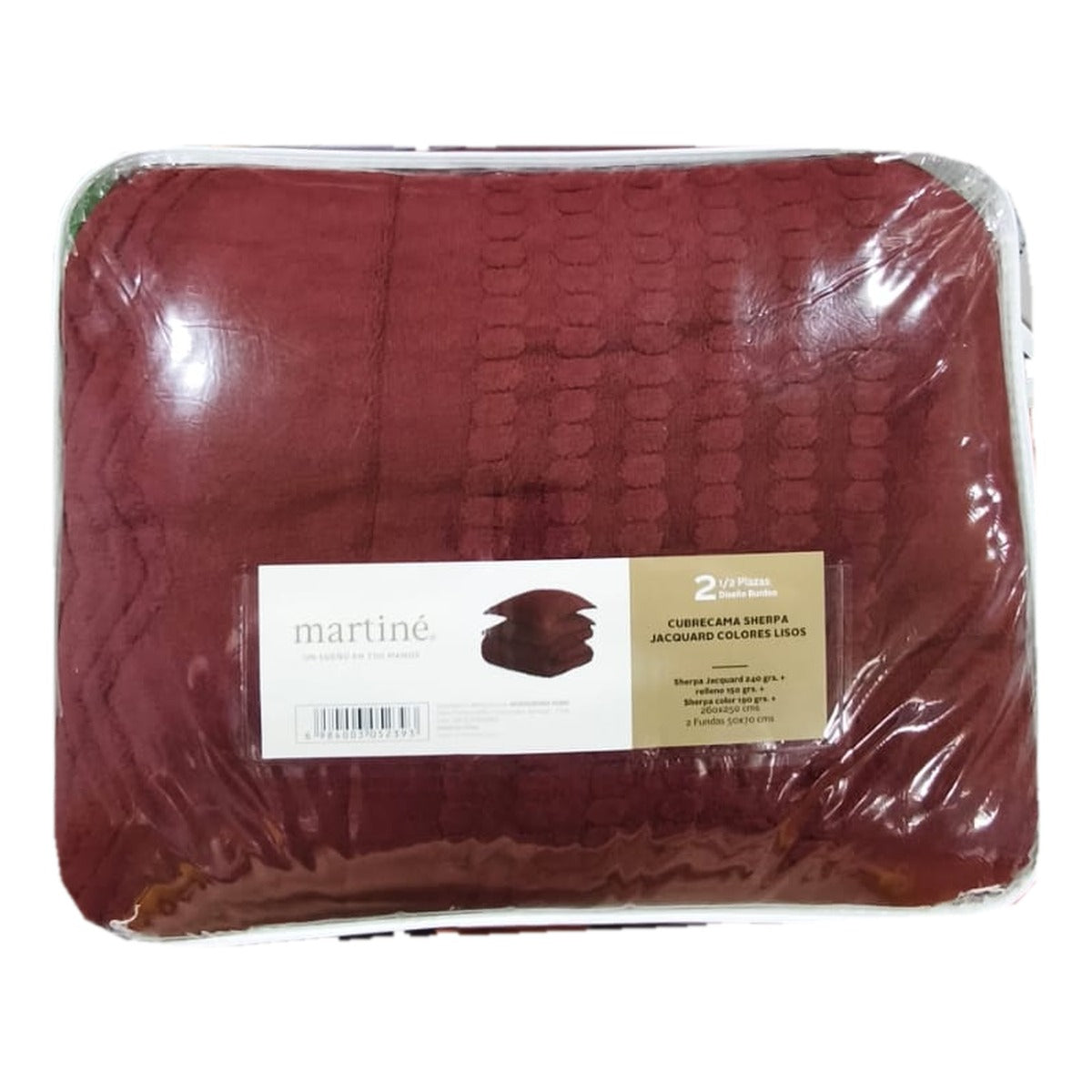 Cubrecama Martiné sherpa jacquard King burdeo