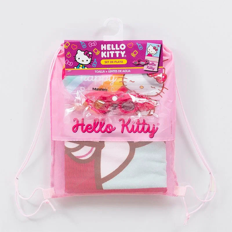 Set Toalla, Lentes de Agua y Bolso Hello Kitty Raya