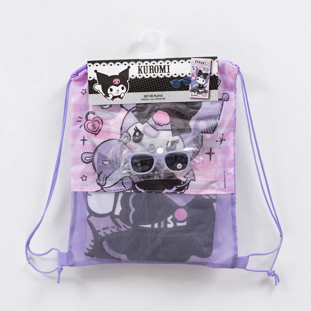 Set Toalla, Lentes de Sol y Bolso Kuromi Bruja