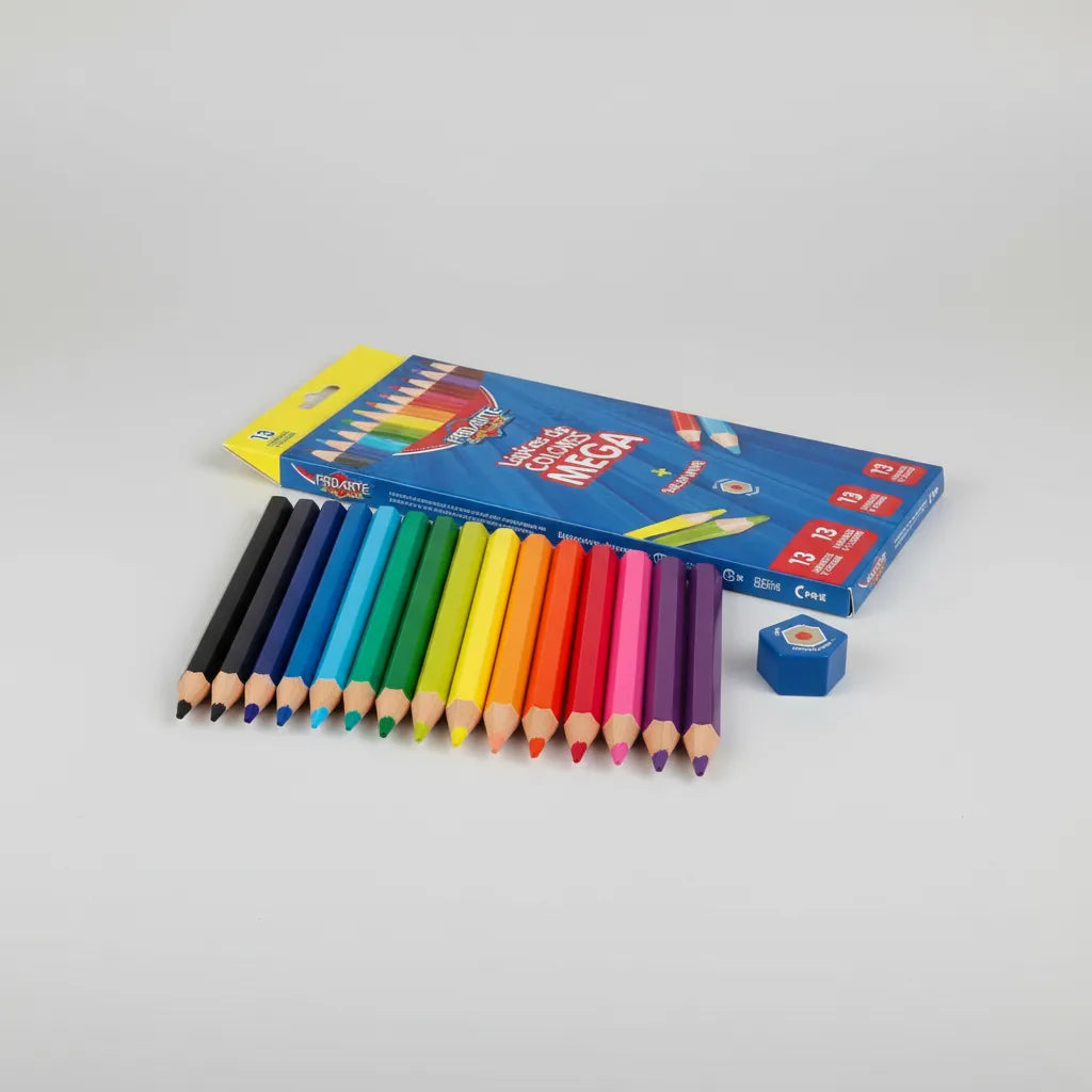 Lápices de Colores Mega Proarte Color + Sacapuntas – 13 Unidades (12 Colores)