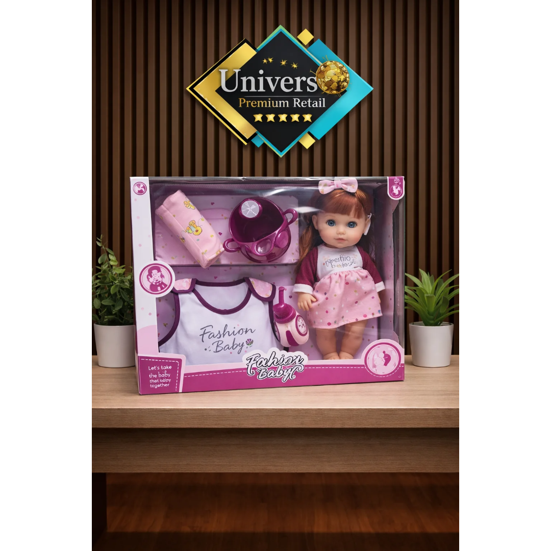 Muñeca Fashion Baby con Accesorios – Set de Cuidado Infantil