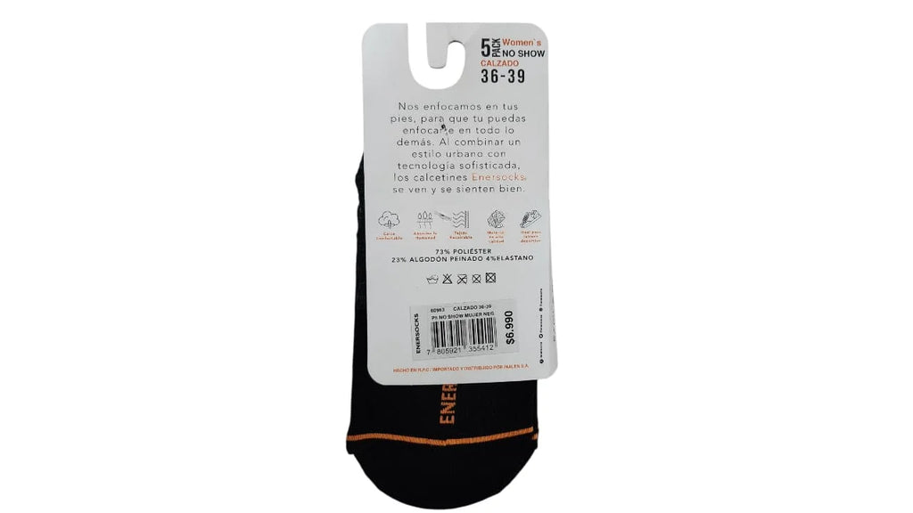 Pack 5 Calcetines Mujer Enersocks No Show – Talla 36-39