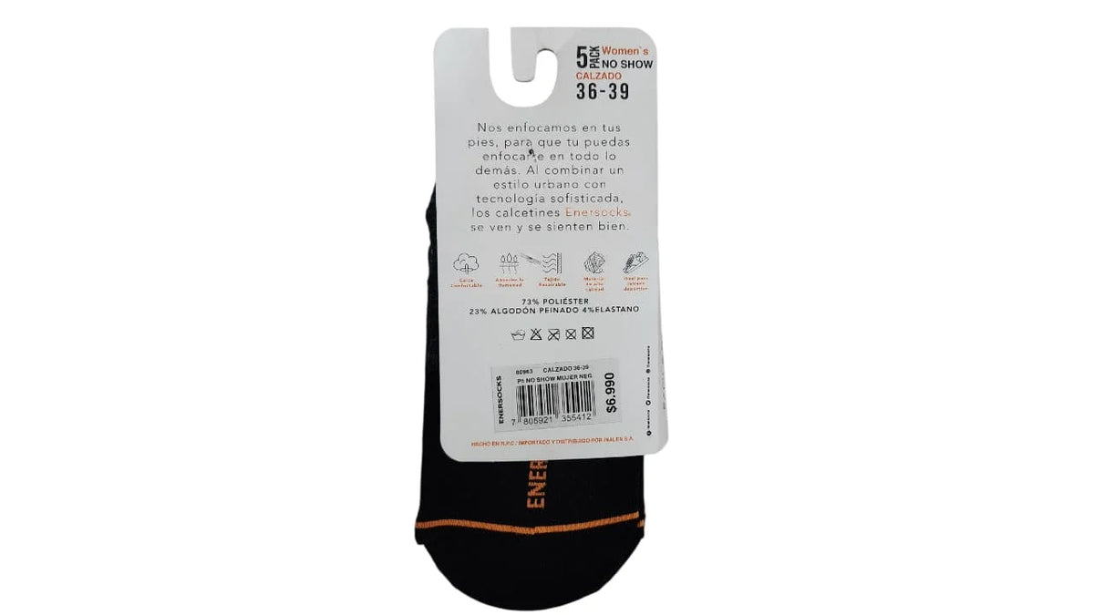 Pack 5 Calcetines Mujer Enersocks No Show – Talla 36-39