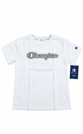 Polera mujer Champion blanca con logo Script retro multicolor