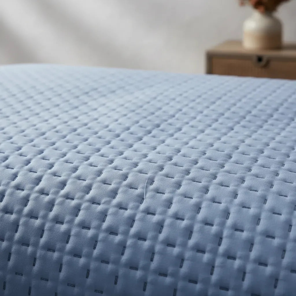 Detalle de textura del quilt Martiné Magic Collection celeste