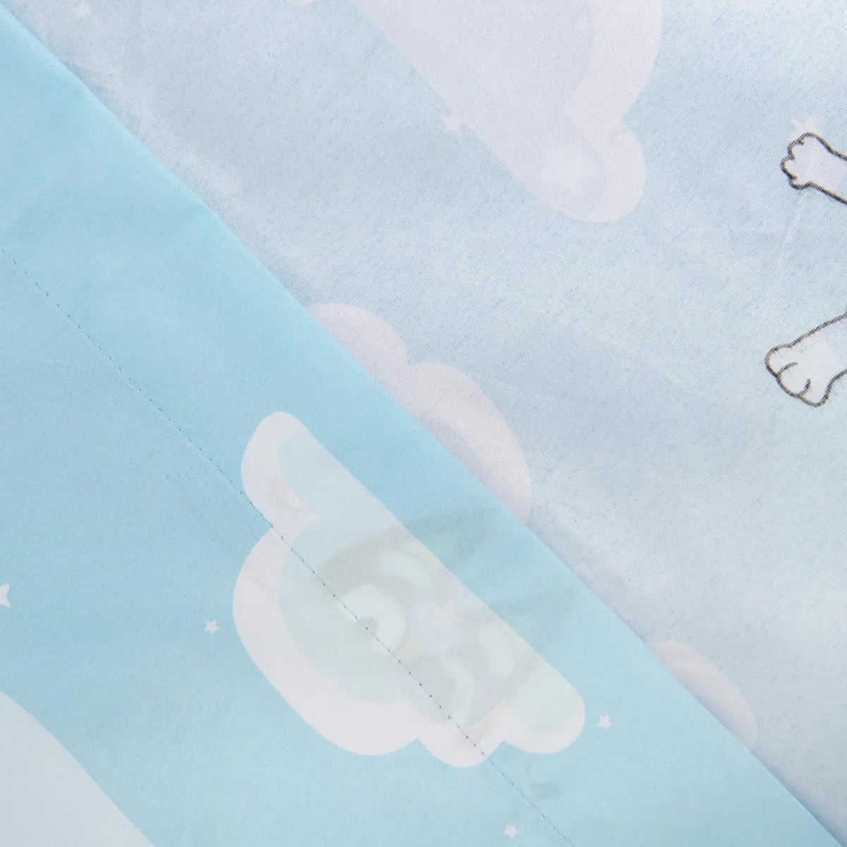 Juego de Sábanas Infantil Bluey 1.5 Plazas Celeste con Nubes - Mashini