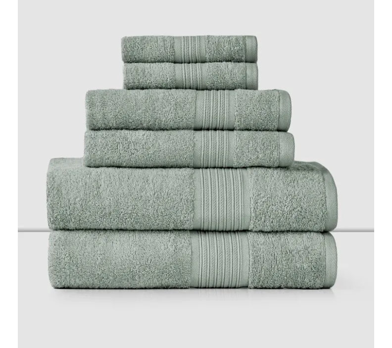 Set de 6 Toallas Cannon Home – 100% Algodón / Menta Lisa