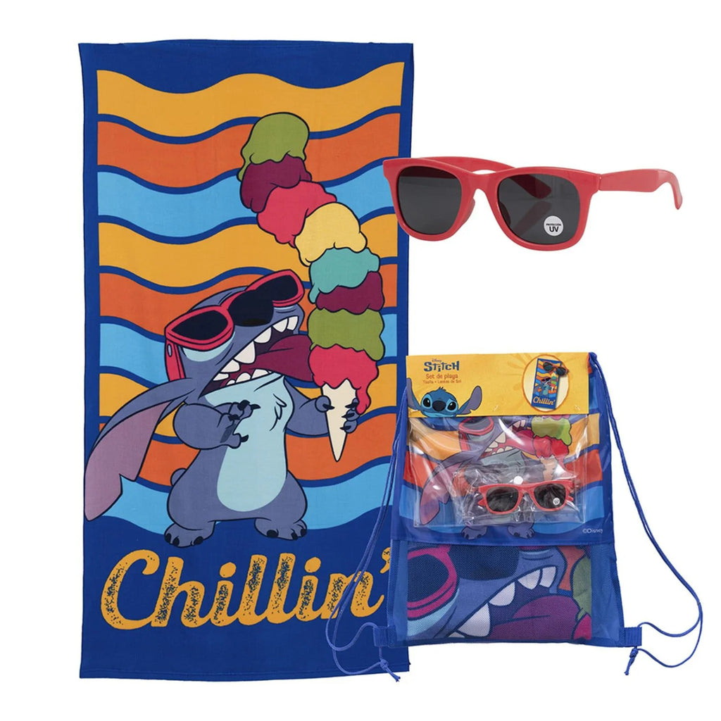 Set Toalla, Lentes de Sol y Bolso Stitch Helado