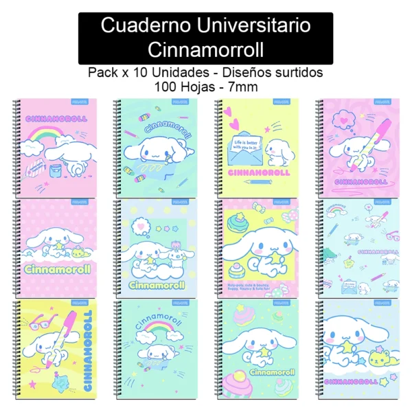 Cuaderno Universitario Proarte - Cinnamorroll - 100 Hojas, 7mm - Pack x 10