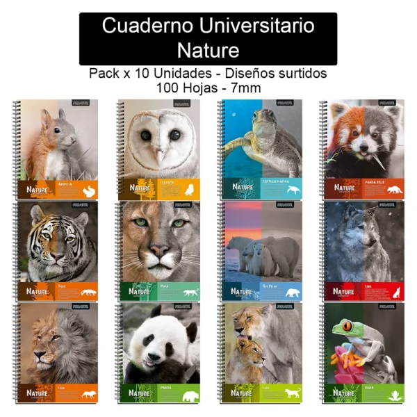 Cuaderno Universitario Proarte - Nature - 100 Hojas, 7mm - Pack x 10