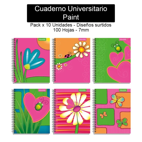 Cuaderno Universitario Proarte - Paint - 100 Hojas, 7mm - Pack x 10