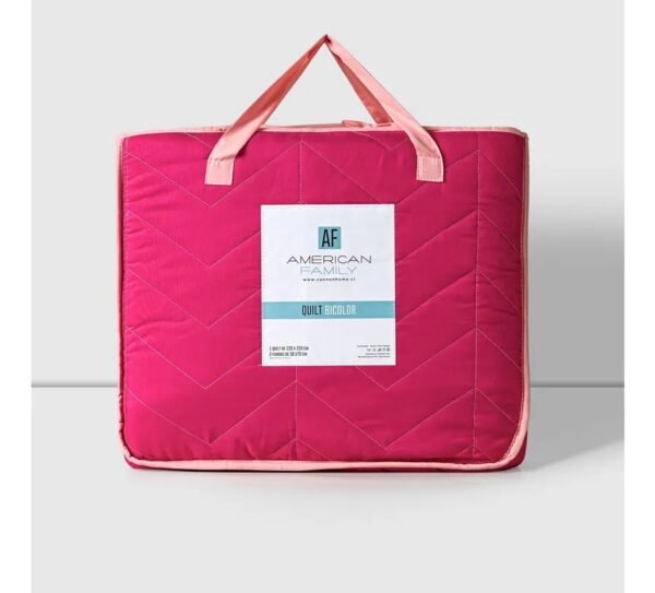 Quilt American Family Bicolor Guinda Rosa
