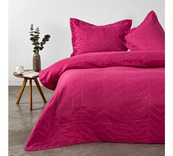 Quilt American Family Bicolor Guinda Rosa - Imagen 2