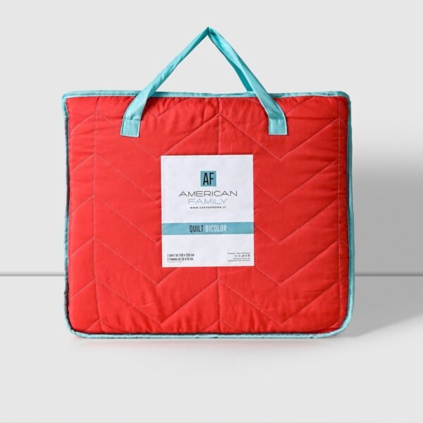 Quilt American Family Bicolor Coral menta - Imagen 2