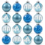 Set 16 Pcs Esferas Navideñas 9cm Azules