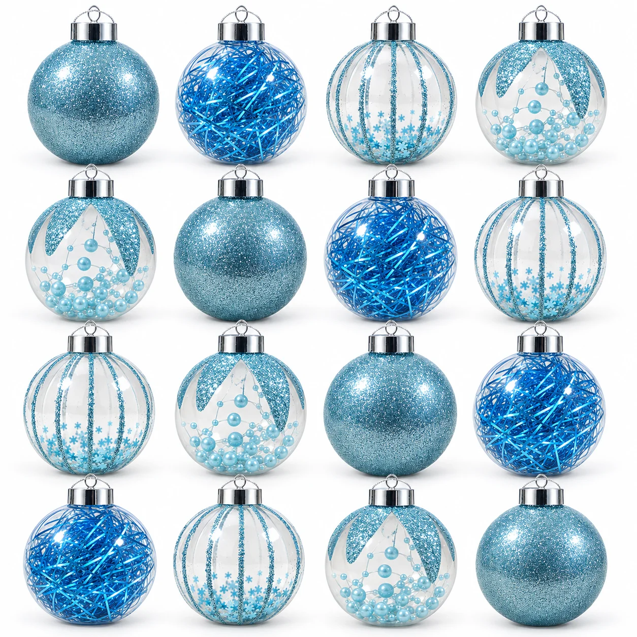 SET 16 ESFERAS AZUL Set 16 Pcs Esferas Navideñas 9cm Azules - Imagen 1