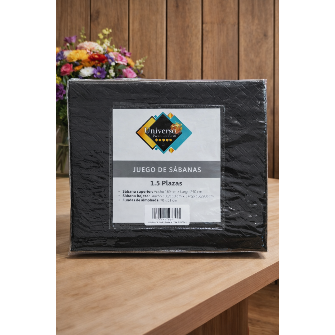 Juego-de-Sabanas-Universo-Premium-1.5-Plazas-negro-2 juego de Sábanas Universo Premium 1.5 Plazas Textura Embossé - Imagen 1