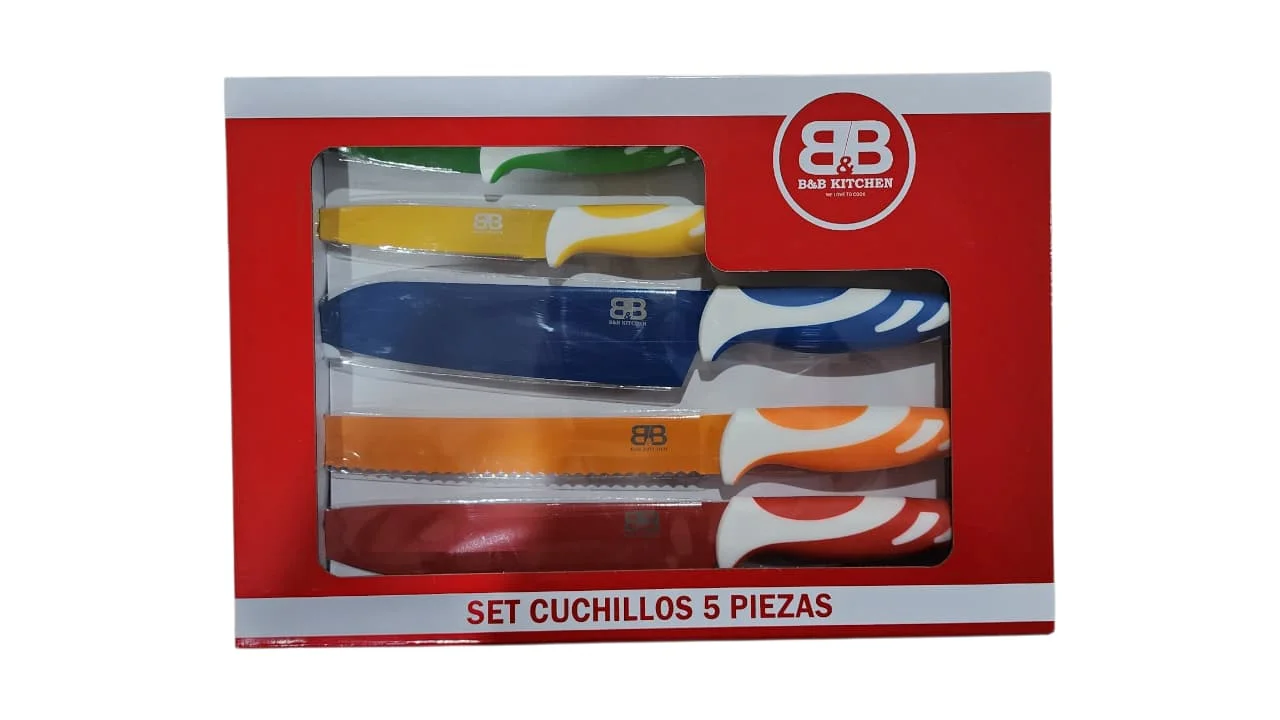 cuchillo doral colores 1 Set de Cuchillos 5 Piezas B&B Kitchen – Colores - Imagen 1