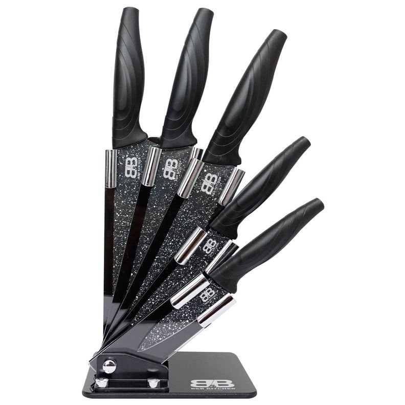 cuchillos con base Set de Cuchillos 6 Piezas con Base Acrílica – B&B Kitchen - Imagen 1