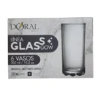 Set 6 Vasos Doral Glasgow 300 ml – Vidrio de Alta Resistencia, Modelo Jazz