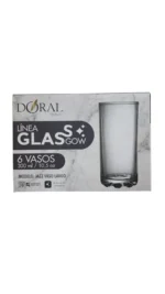 Set 6 Vasos Doral Glasgow 300 ml – Vidrio de Alta Resistencia, Modelo Jazz
