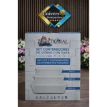 Set de Contenedores de Vidrio Doral Kitchen con Tapa – 3 Piezas (700 ml, 1400 ml y 2600 ml)
