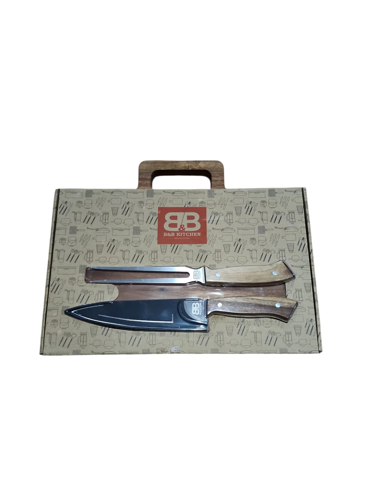 tabla de cortar parrilla Set Parrillero B&B Kitchen – Tabla + Cuchillo + Tenedor - Imagen 1