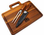 Set Parrillero B&B Kitchen – Tabla + Cuchillo + Tenedor